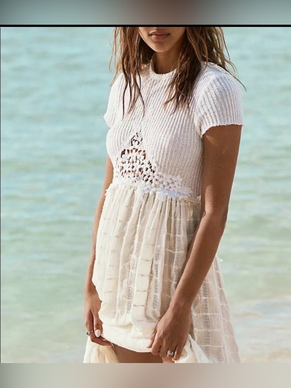 Free People White Lace Midi Dress